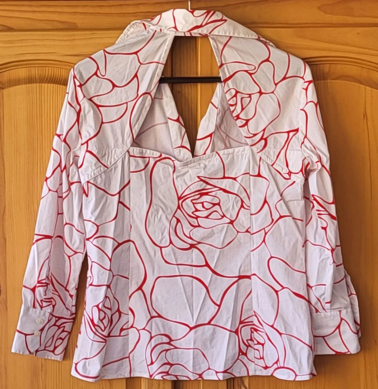 Phard Diamond Blusa TS/TFr36 - Manga 3/4-Branco&Vermelho- Gola V e Decote nas Costas – photo 4